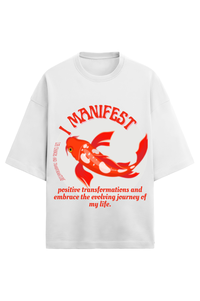 Red and white Koi Fish Unisex Oversized Terry Tshirt