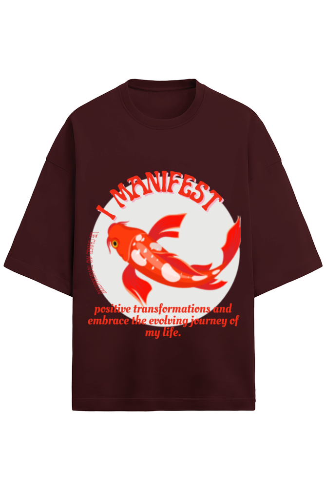 Red and white Koi Fish Unisex Oversized Terry Tshirt